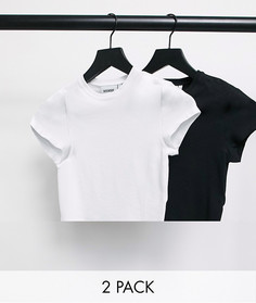 Набор из 2 укороченных футболок из органического хлопка (черная/белая) Weekday Sabra-Многоцветный