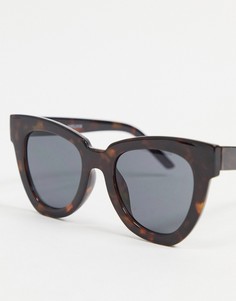 Солнцезащитные очки в массивной оправе «кошачий глаз» в темной черепаховой оправе ASOS DESIGN Recycled-Коричневый цвет