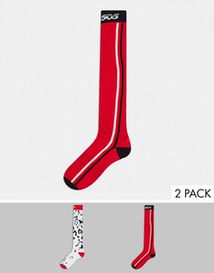Набор из 2 пар горнолыжных носков со звериным принтом и красными полосками ASOS 4505 ski-Многоцветный