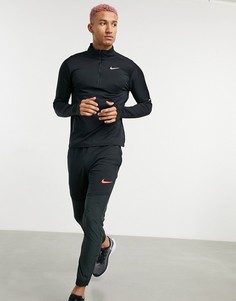 Черный топ с короткой молнией Nike Running Element-Черный цвет