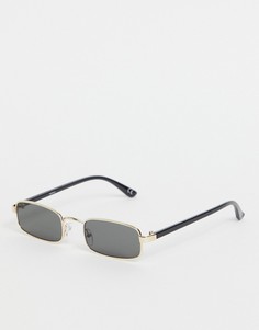 Золотистые солнцезащитные очки в маленькой металлической прямоугольной оправе в стиле 90-х ASOS DESIGN-Золотистый
