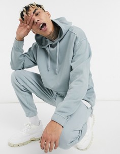 Спортивный костюм в стиле oversized из худи и джоггеров выбеленного серого цвета ASOS DESIGN-Серый
