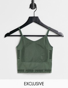 Зеленый бесшовный бюстгальтер Puma Training – эксклюзивно для ASOS-Зеленый цвет