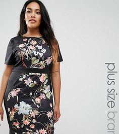 Короткое приталенное платье с боковыми вставками Praslin Plus Illusion-Черный