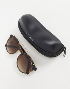 Солнцезащитные очки-авиаторы в круглой черепаховой оправе Vogue-Коричневый цвет