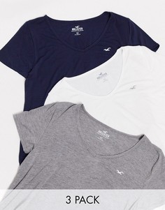 3 футболки с V-образным вырезом Hollister-Мульти
