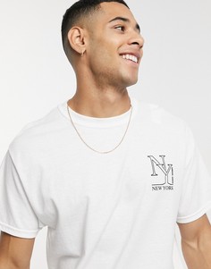 Белая oversized футболка с принтом "New York" New Look-Белый