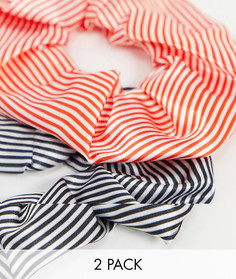 Набор из 2 резинок для волос в полоску ASOS DESIGN-Мульти