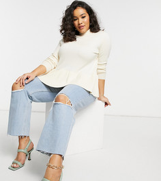 Кремовый джемпер с высоким воротом и баской Vero Moda Curve-Розовый цвет