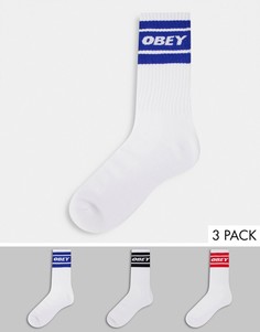 Набор из трех пар белых носков Obey Cooper II-Белый