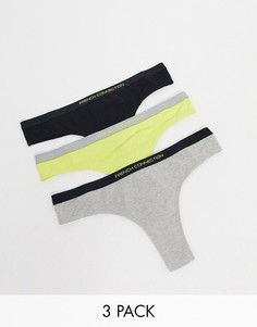 Стринги в наборе из 3 штук разных цветов French Connection-Мульти