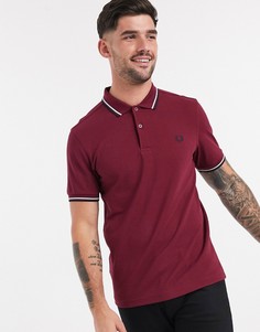 Бордовое поло с отделкой на воротнике Fred Perry-Красный