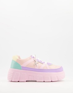 Розовые кроссовки пастельных тонов из искусственной кожи на толстой подошве Koi Footwear Aiya-Многоцветный