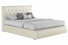 Мягкая интерьерная кровать Амели 1600, П/М, экокожа, Белый Bravo