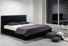Мягкая интерьерная кровать "Selesta" 1400, П/М, ткань, Черный Bravo
