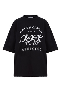 Черная футболка с контрастным принтом Balenciaga