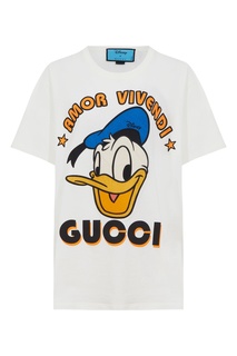 Кремовая футболка с принтом Donald Duck Gucci