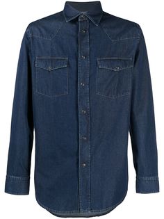 Brioni джинсовая рубашка с длинными рукавами