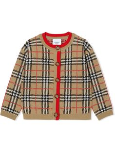 Burberry Kids жаккардовый кардиган в клетку