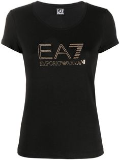 Ea7 Emporio Armani футболка с логотипом и заклепками