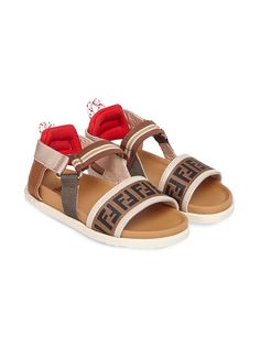 Fendi Kids сандалии на липучках с логотипом