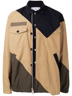 Sacai куртка-рубашка с контрастными вставками