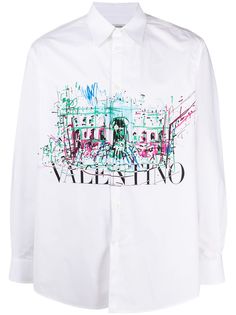 Valentino рубашка с принтом и логотипом