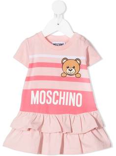 Moschino Kids платье мини Teddy Bear в горизонтальную полоску