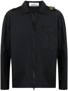 Stone Island куртка-рубашка на молнии с нашивкой-логотипом