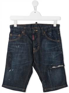 Dsquared2 Kids джинсовые шорты с эффектом потертости