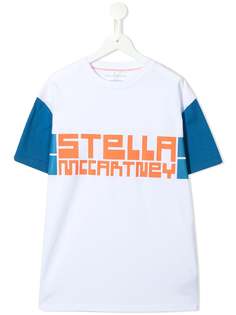 Stella McCartney Kids футболка с контрастными рукавами и логотипом