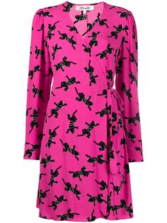 DVF Diane von Furstenberg платье миди с длинными рукавами и анималистичным принтом