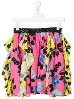 MSGM Kids юбка с оборками и цветочным принтом