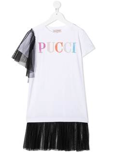 Emilio Pucci Junior платье-футболка с тюлем