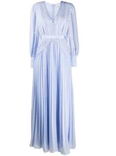 Self-Portrait плиссированное платье с кружевом