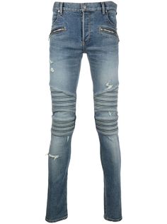 Balmain узкие джинсы с вышитой монограммой