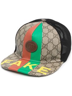 Gucci Kids бейсболка с принтом Fake/Not