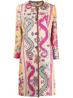 Etro пальто длины миди с узором
