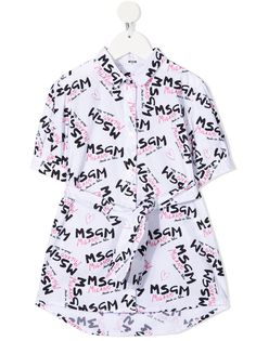 MSGM Kids платье-рубашка с короткими рукавами и логотипом