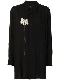 Yohji Yamamoto рубашка с цветочным принтом