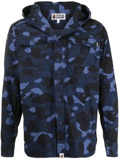 A BATHING APE® куртка-рубашка с камуфляжным принтом Shark Bape