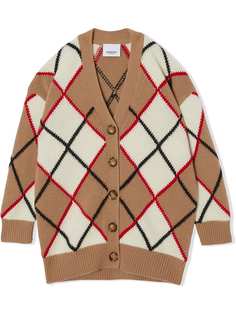 Burberry Kids кардиган с узором аргайл