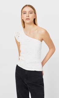 Stradivarius Асимметричный Топ Из Кружева Кроше Цвет Небеленого Полотна S