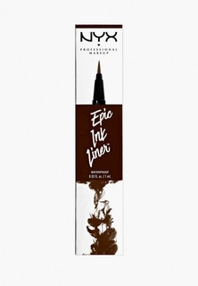 Подводка для глаз Nyx Professional Makeup жидкая "Epic Ink Liner", оттенок 02 коричневый, финиш виниловый, 1 мл