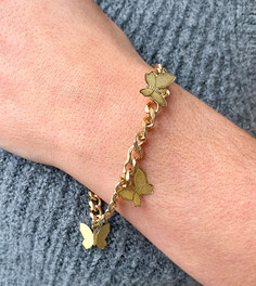 Эксклюзивный позолоченный браслет с подвесками в форме бабочек Image Gang-Золотистый