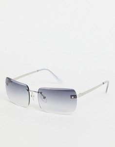 Квадратные солнцезащитные очки среднего размера в стиле 90-х, без оправы, с дымчатыми стеклами ASOS DESIGN-Серый