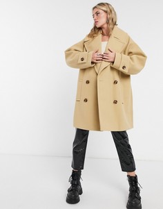 Светло-бежевый oversized-бушлат ASOS DESIGN