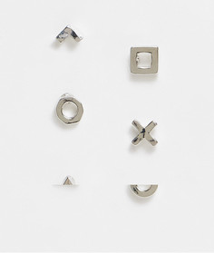 Серебристые серьги-гвоздики 6 мм в виде геометрических фигур ASOS DESIGN-Серебристый