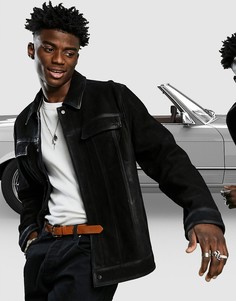 Черная кожаная куртка в стиле вестерн ASOS DESIGN-Черный цвет
