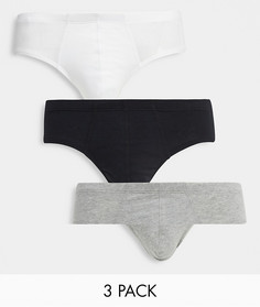 Набор из трех трусов-брифов основных цветов ASOS DESIGN-Многоцветный